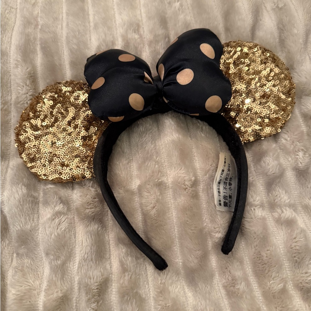Gold Sequin Minnie Mouse Ears Headband